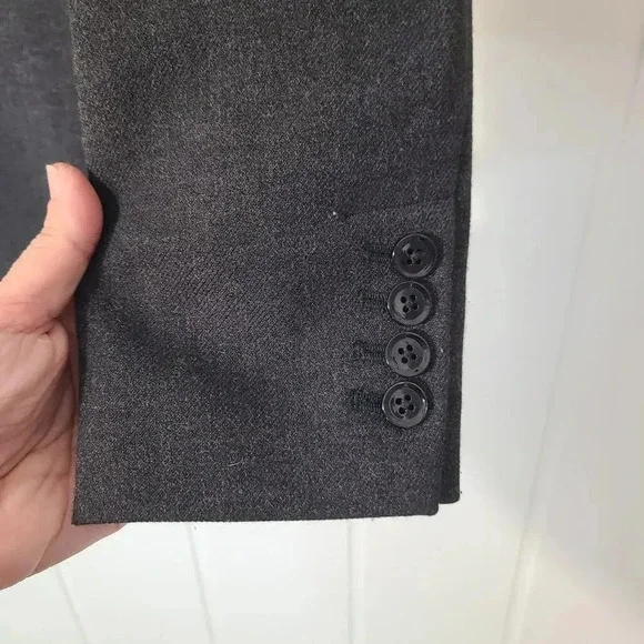 Banana Republic Faux Leather Trim Blazer Gray Stretch Office Size 14 - Picture 5 of 9
